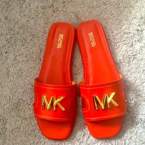 Michael Kors Orange Kippy leather Slides